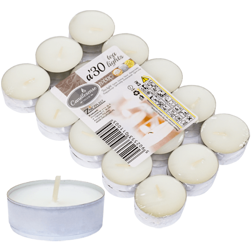 Lumânări pastilă neparfumate, 30 buc/pac, timp de ardere 4 ore